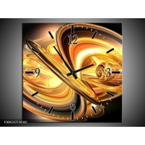 Wandklok op Canvas Abstract | Kleur: Goud, Geel, Zwart | F000247C