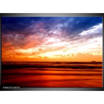 Glas schilderij Zonsondergang | Rood, Blauw, Geel 