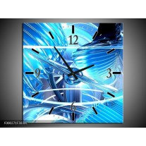 Wandklok op Canvas Abstract | Kleur: Blauw, Wit, Grijs | F000271C