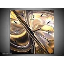 Wandklok op Canvas Abstract | Kleur: Goud, Zilver, Geel | F000306C