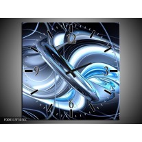 Wandklok op Canvas Abstract | Kleur: Blauw, Grijs, Wit | F000313C