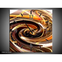 Wandklok op Canvas Abstract | Kleur: Geel, Bruin, Zwart | F000336C