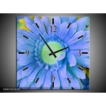 Wandklok op Canvas Gerbera | Kleur: Blauw, Geel, Groen | F000374C