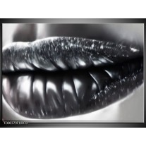 Foto canvas schilderij Lippen | Grijs, Zilver, Wit 