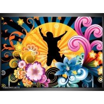 Foto canvas schilderij Abstract | Geel, Paars, Rood 