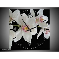 Wandklok op Canvas Orchidee | Kleur: Wit, Zwart, Geel | F000403C