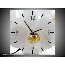 Wandklok op Canvas Orchidee | Kleur: Wit, Geel,, Zwart | F000404C