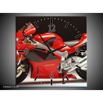 Wandklok op Canvas Motor | Kleur: Rood, Zwart, Zilver | F000465C