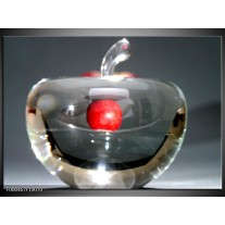 Glas schilderij Appel | Rood, Grijs, Zilver 