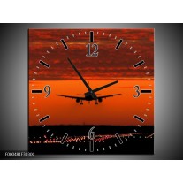 Wandklok op Canvas Vliegtuig | Kleur: Rood, Zwart, Grijs | F000481C