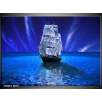 Foto canvas schilderij Zeilboot | Blauw, Wit, Zwart 