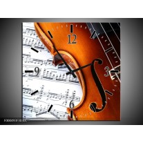 Wandklok op Canvas Muziek | Kleur: Wit, Bruin, Zwart | F000493C