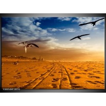 Foto canvas schilderij Strand | Bruin, Blauw, Wit 