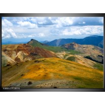 Foto canvas schilderij Bergen | Blauw, Geel, Groen 