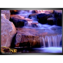 Foto canvas schilderij Waterval | Paars, Blauw, Bruin 