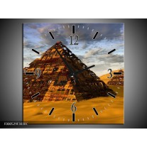 Wandklok op Canvas Piramide | Kleur: Geel, Zwart, Blauw | F000529C