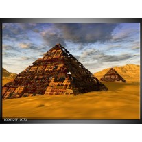 Glas schilderij Piramide | Geel, Zwart, Blauw 