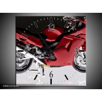 Wandklok op Canvas Motor | Kleur: Rood, Zwart, Wit | F000532C