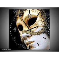 Wandklok op Canvas Masker | Kleur: Wit, Goud, Zwart | F000554C