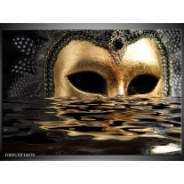 Foto canvas schilderij Masker | Goud, Zilver, Grijs 