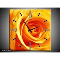 Wandklok op Canvas Roos | Kleur: Geel, Oranje | F000573C