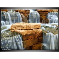 Foto canvas schilderij Waterval | Grijs, Bruin, Wit 