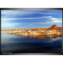 Foto canvas schilderij Strand | Geel, Blauw, Wit 