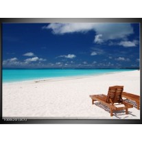 Foto canvas schilderij Strand | Wit, Blauw, Bruin 