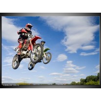 Foto canvas schilderij Motor | Blauw, Rood, Wit 