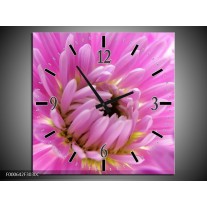 Wandklok op Canvas Bloem | Kleur: Paars, Wit | F000642C