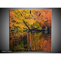 Wandklok op Canvas Herfst | Kleur: Geel, Oranje, Groen | F000657C