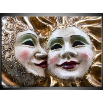 Foto canvas schilderij Masker | Wit, Goud, Zwart 