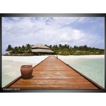 Foto canvas schilderij Strand | Bruin, Blauw, Wit 