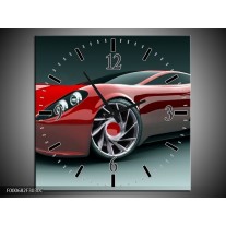 Wandklok op Canvas Auto | Kleur: Rood, Zwart, Wit | F000682C