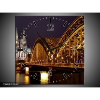 Wandklok op Canvas Bruggen | Kleur: Goud, Geel, Zwart | F000683C