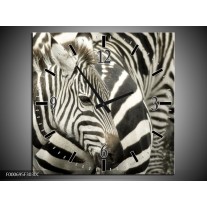 Wandklok op Canvas Zebra | Kleur: Zwart, Wit, Grijs | F000695C