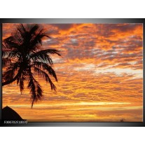 Foto canvas schilderij Zonsondergang | Geel, Zwart, Oranje 