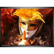 Foto canvas schilderij Masker | Geel, Oranje, Wit 