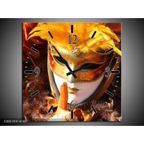 Wandklok op Canvas Masker | Kleur: Geel, Oranje, Wit | F000709C