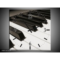 Wandklok op Canvas Piano | Kleur: Zwart, Wit | F000714C