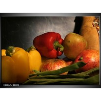 Foto canvas schilderij Paprika | Geel, Rood, Grijs 