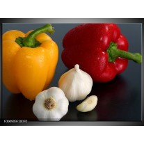 Foto canvas schilderij Paprika | Geel, Rood, Wit 