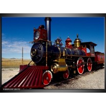 Foto canvas schilderij Trein | Rood, Blauw, Goud 