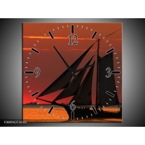 Wandklok op Canvas Zeilboot | Kleur: Rood, Oranje, Zwart | F000942C