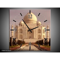 Wandklok op Canvas Taj Mahal | Kleur: Wit, Zwart, Creme | F000970C