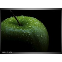 Foto canvas schilderij Appel | Groen, Zwart 