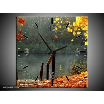 Wandklok op Canvas Landschap | Kleur: Geel, Grijs | F001051C