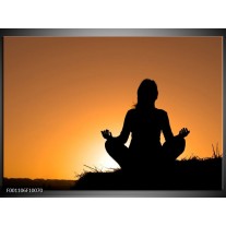 Glas schilderij Yoga | Zwart, Wit, Geel 