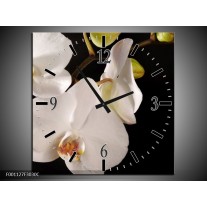 Wandklok op Canvas Orchidee | Kleur: Wit, Zwart | F001127C