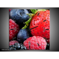 Wandklok op Canvas Fruit | Kleur: Rood, Blauw | F001143C